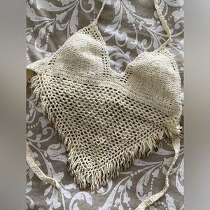 Handmade Cream Crochet Top with Shells (S)